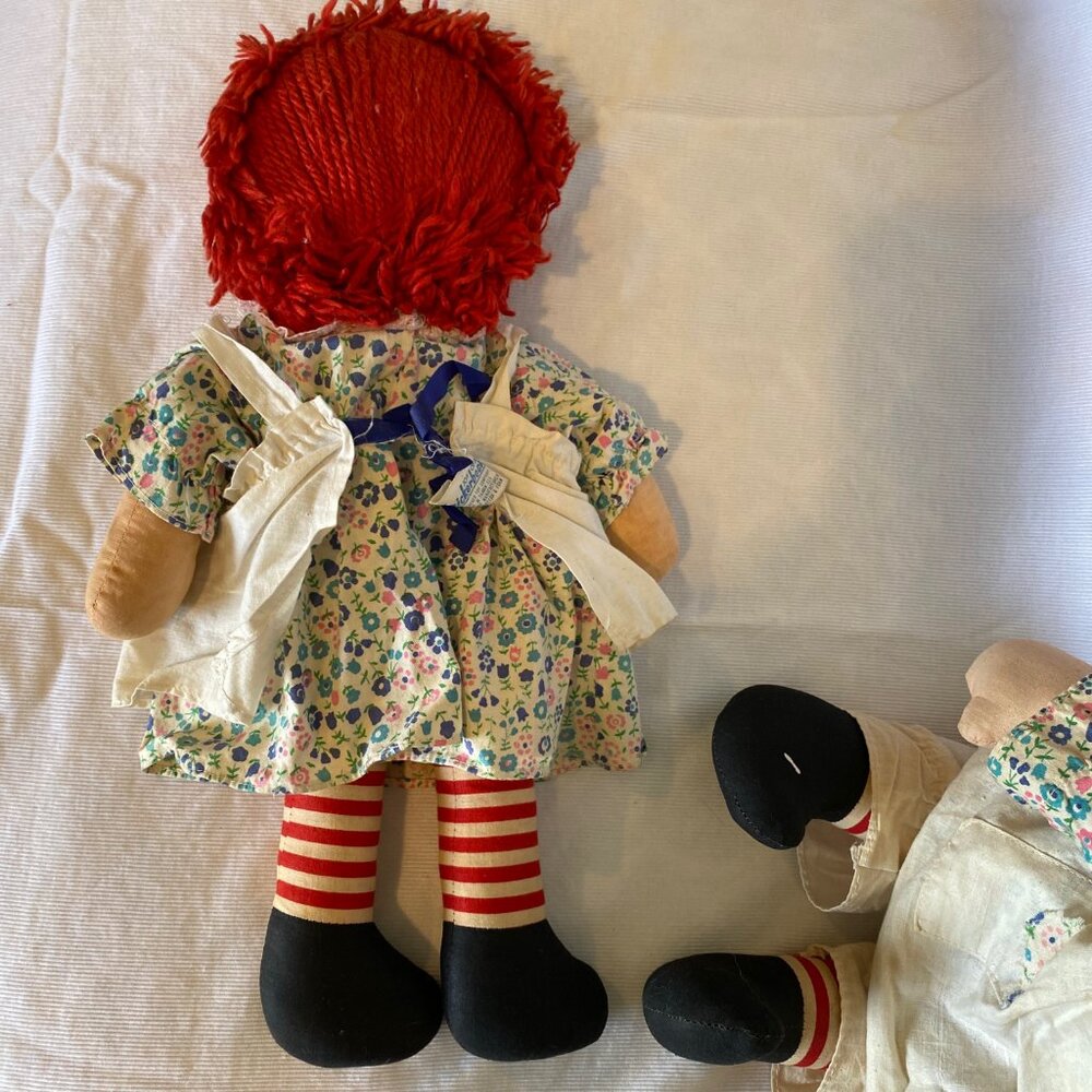 Vintage Knickerbocker Raggedy Ann Dolls Set – 16” & 18” – Original Classic Dolls - Picture 7 of 11